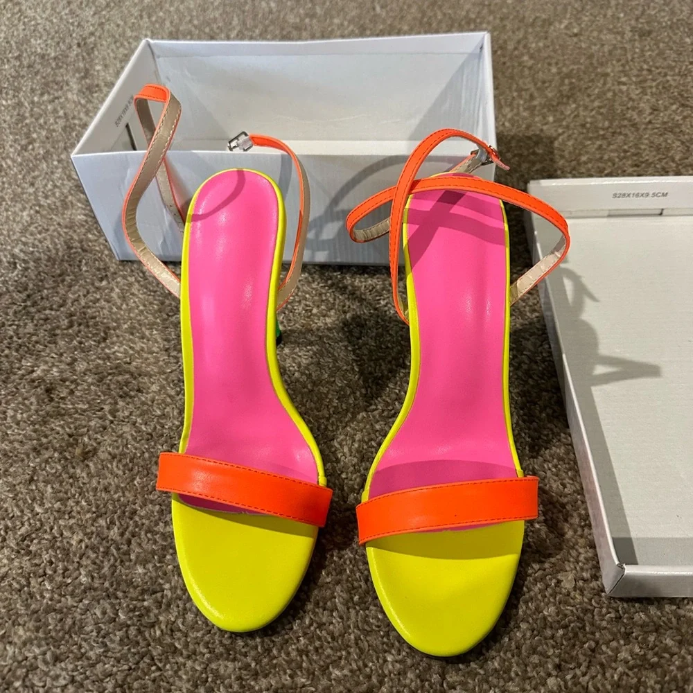 Vibrant Orange and Pink Women's heels - Picture 2 of 9